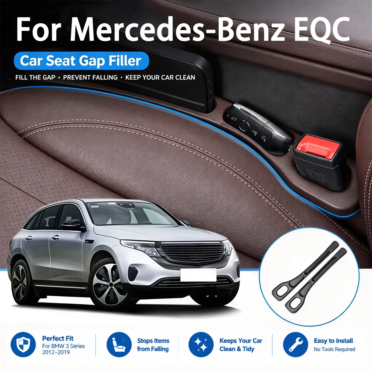 KCIMO Durable Car Seat Gap Filler Between Seats For Mercedes-Benz EQC 400 Easy Install Decoration Interior Crevice Accessories