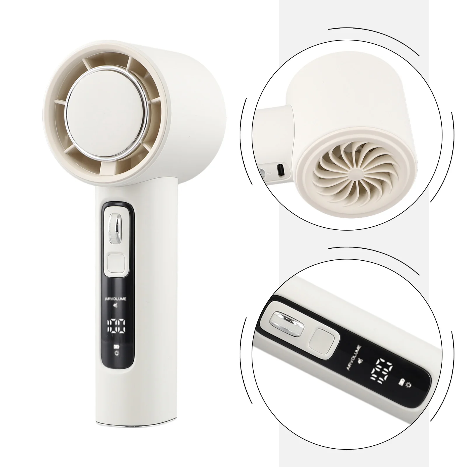 1pcs Handheld Portable Turbo Fan 100 Gear Desktop Fan USB Rechargeable 3600mAh Cooling Refrigeration Fan LED Display