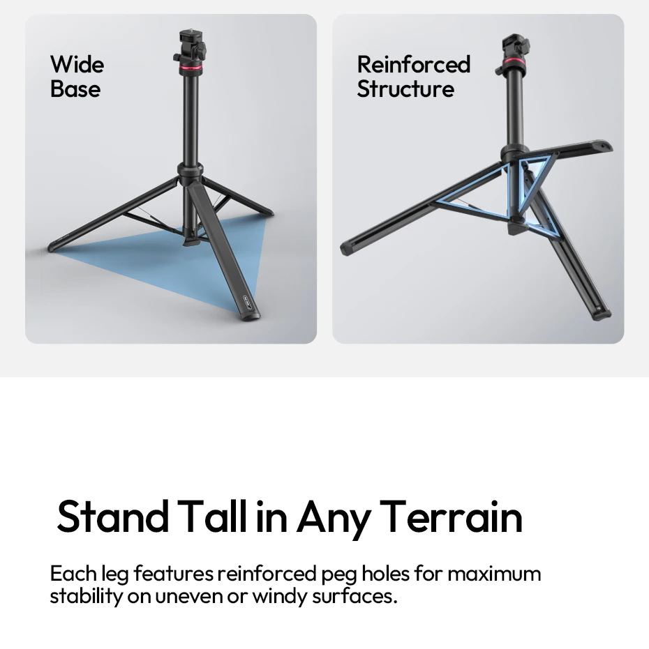 � Ulanzi MT-80 Stativ mit automatischer Öffnung, 2 m Bodenstativ, Selfie-Ständer für Kamera, Smartphone, Videoleuchte mit 360 ° Pfanne & 180 ° Neigung – Detail 15