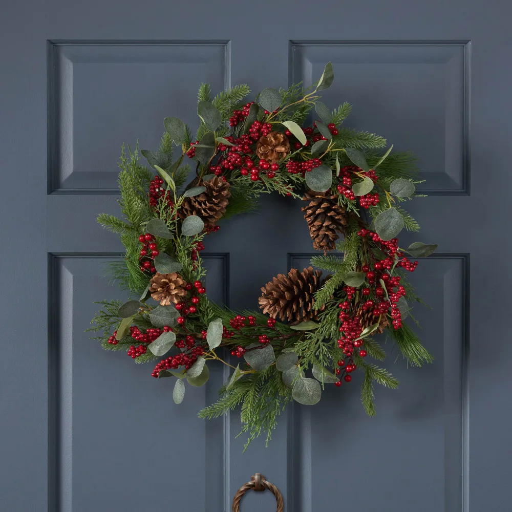 

22" BERRY/EUCALYPTUS/PINECONE WREATH