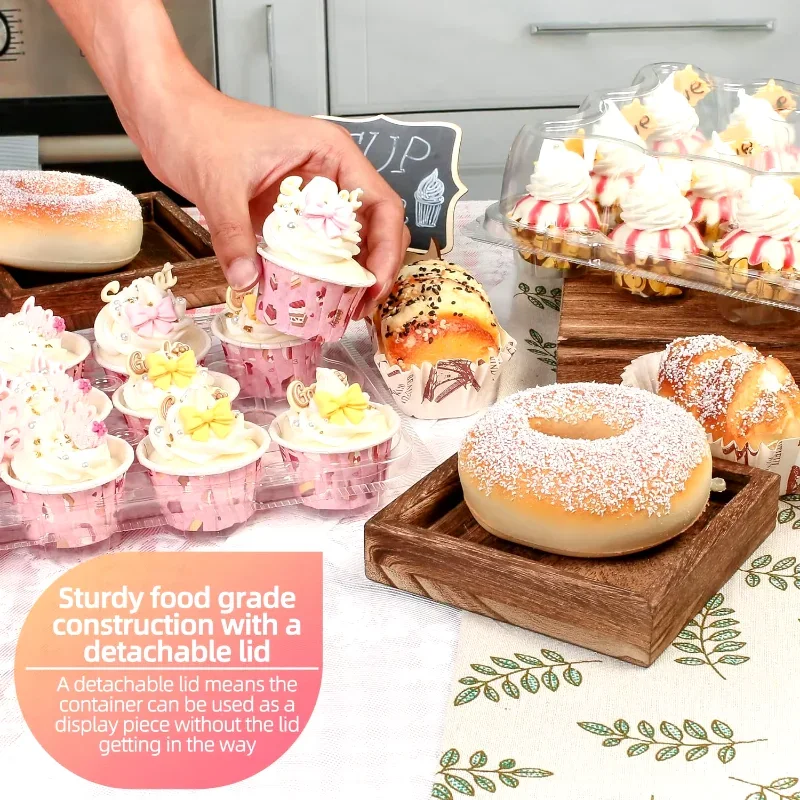 4/6/12 Count Cupcakes Box Tray Container Cake Carrier Holder Muffin Boxes Baking Muffins Egg Tart Storage Tray Tall Dome Lids