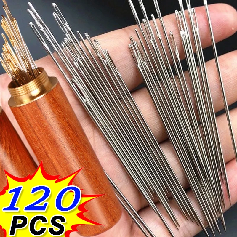 12/120Pcs Side Hole Blind Sewing Needles Stainless Steel Elderly Needles Hand Sewing Stitching Pin Household DIY Sewing Supplies