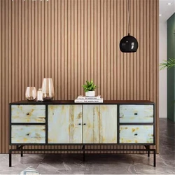 New modern minimalist new Chinese style 3D wood grain grille wallpaper bedroom tea room living room sofa background wall paper