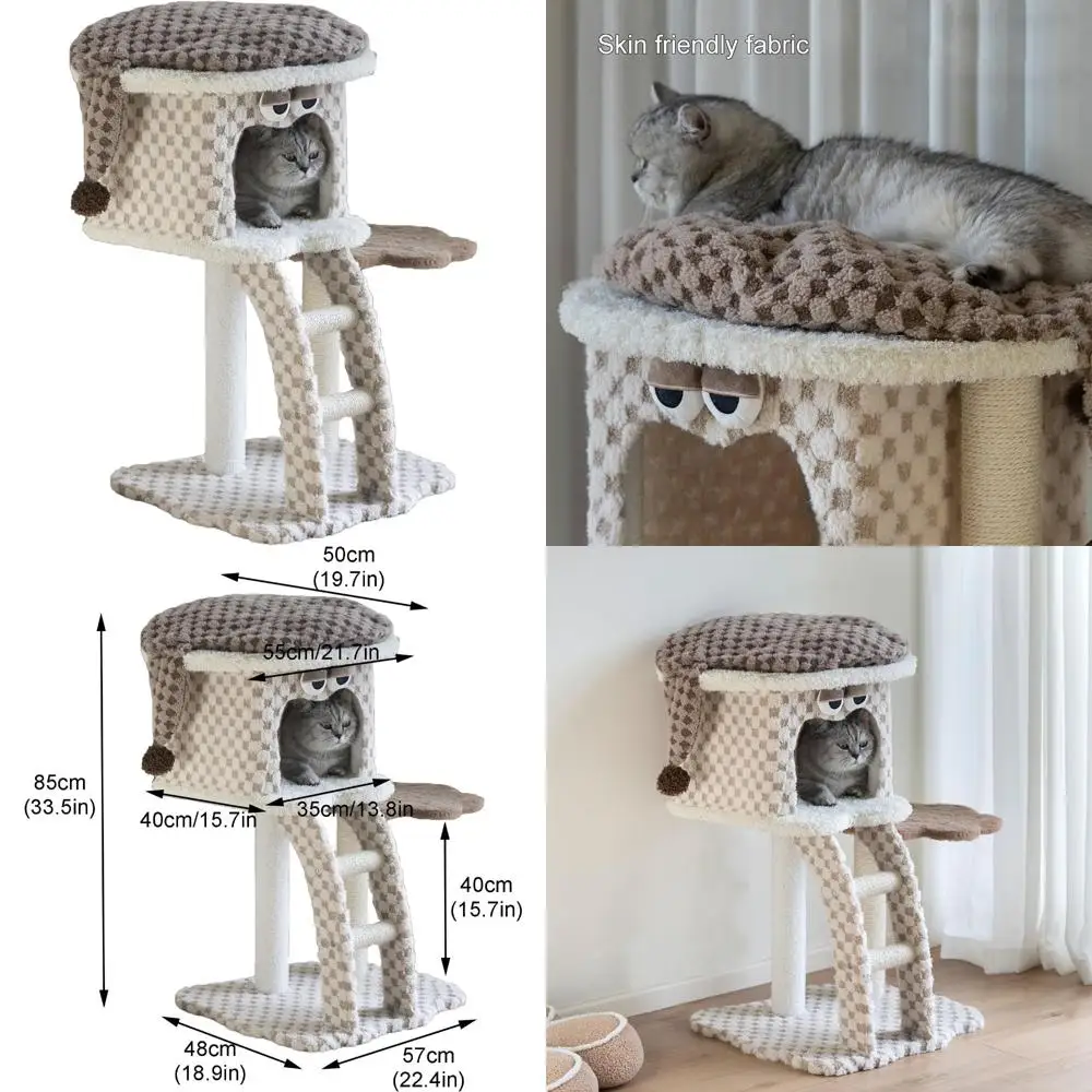 برج قطط حديث داخلي مع سلم تسلق ومركز أنشطة ومنزل لعب للقطط والقطط