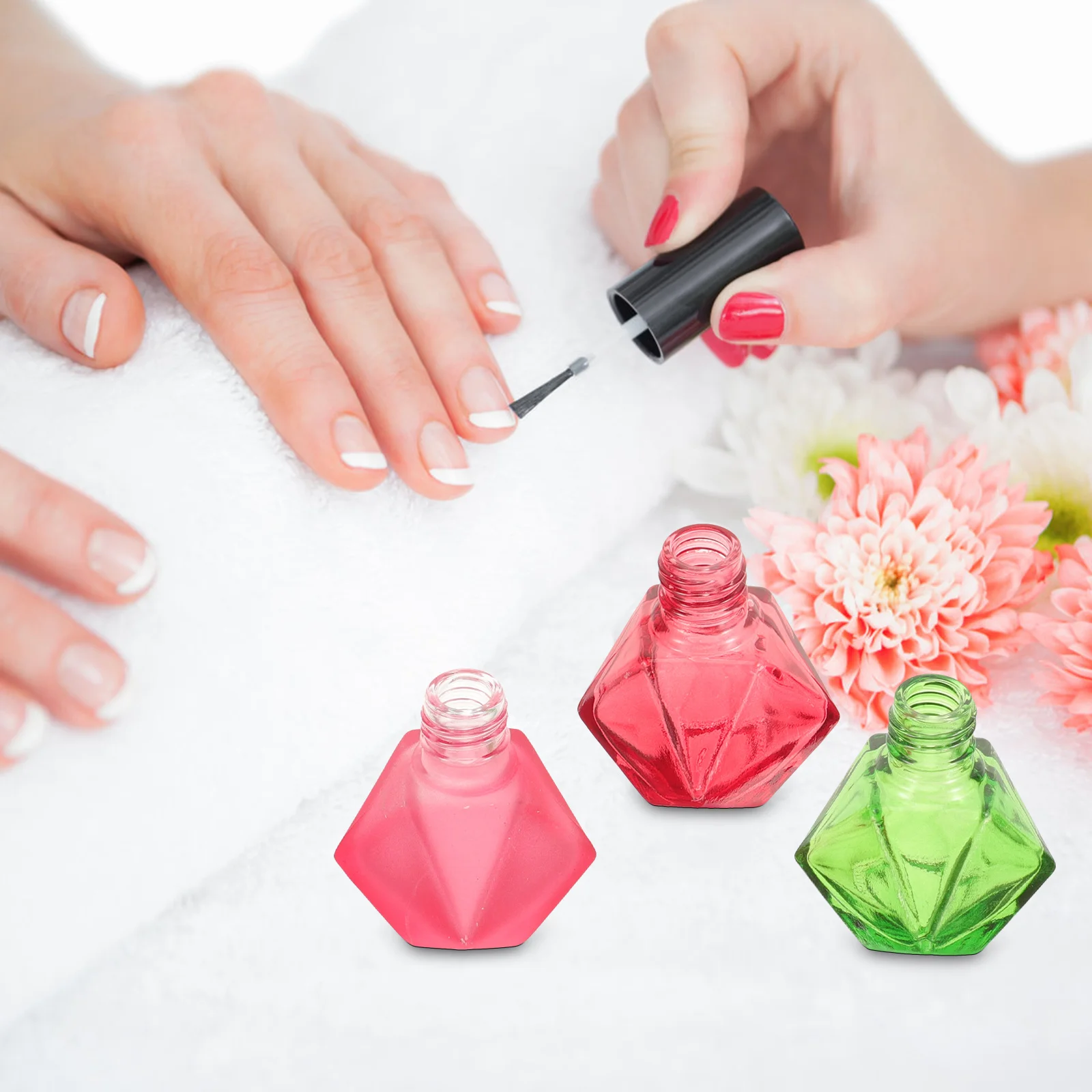 

4Pcs Glass Nail Polish Bottles 10Ml Empty Refillable Small Size for Fingernail Gel Polish Travel Outdoor Beach Portable Use