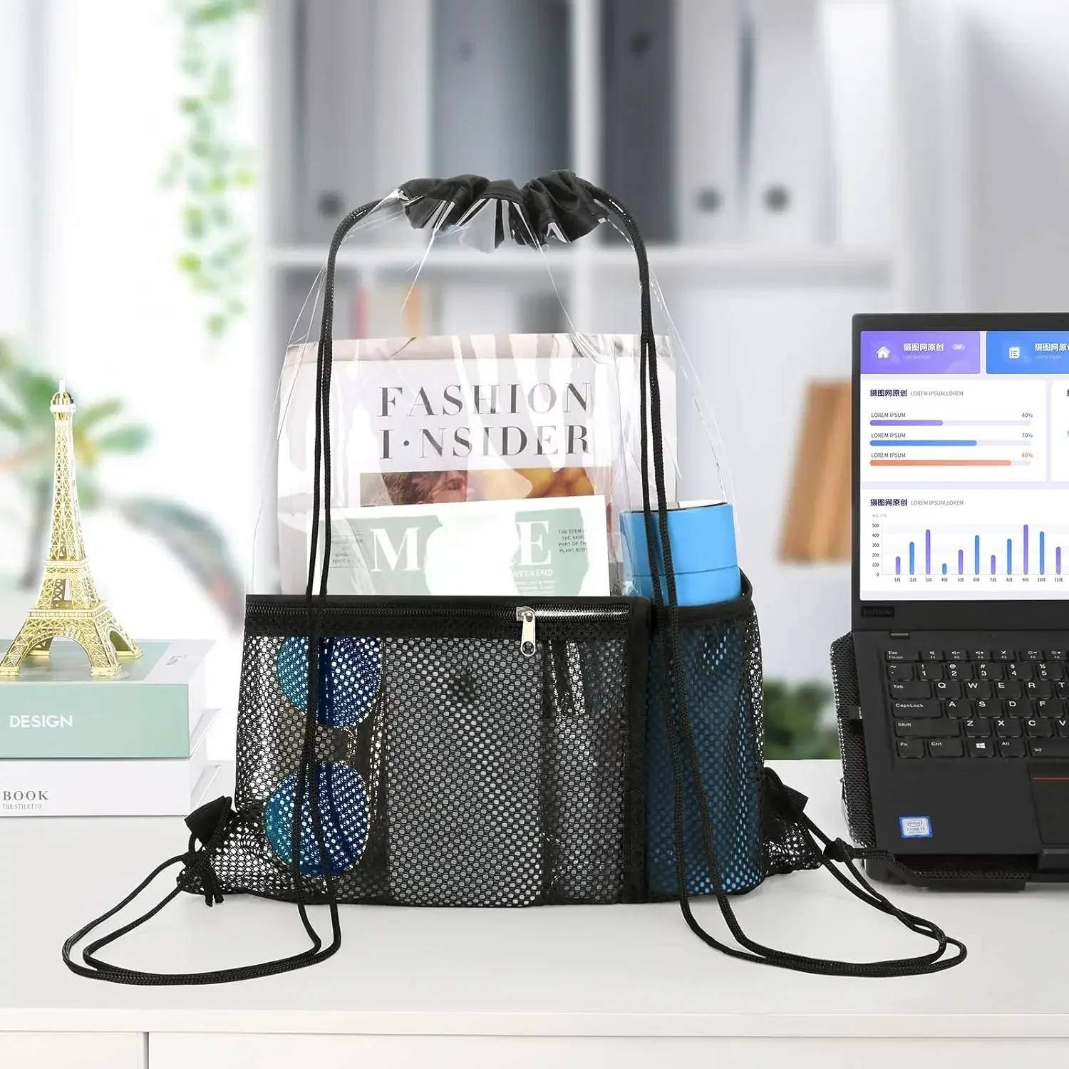Clear Drawstring Travel Bag Transparent PVC Stadium Sports Gym Luggage Suit Storage Backpacks Bags For Outdoor Travel Organizer