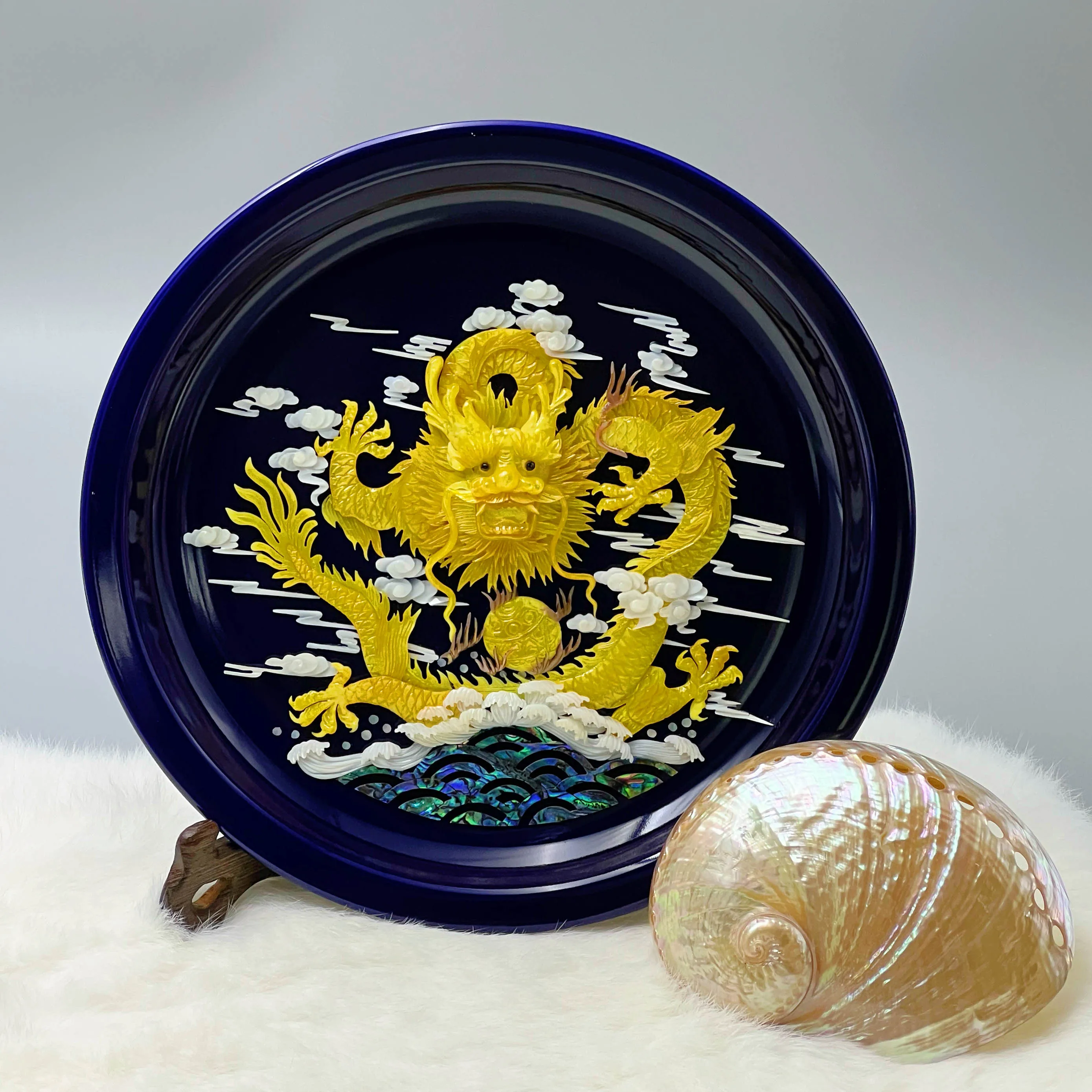 Shell Carving Travel Souvenir Handicraft Plate Display Home Chinese Style Heritage Gift Chinese Traditional Mother of Pearl Gift