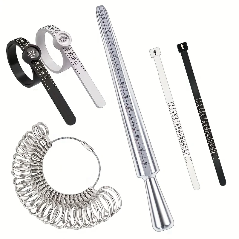 

6-piece Portable Ring Size Measuring Kit | American Standard Sizer with Magnifying Glass Jewelry Sizing Tools for Ring Selection