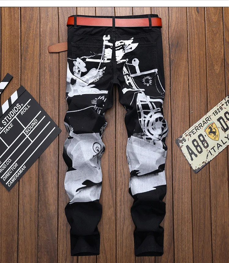 2023 New Men Jeans Y2k Vintage British Style Print Denim Pants Street Designer Casual Business Big Size High Quality Male Jeans