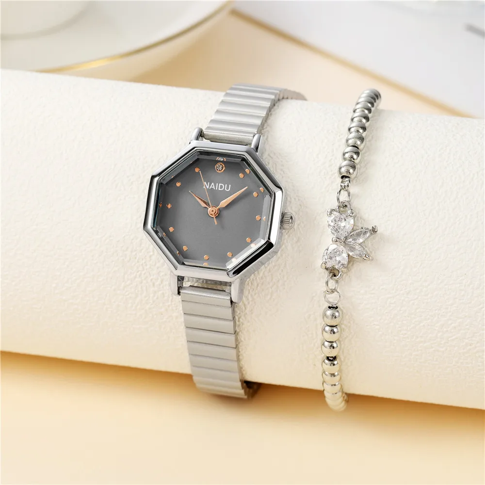 Relógio de pulso quartzo para mulheres, moda, 2 peças por conjunto