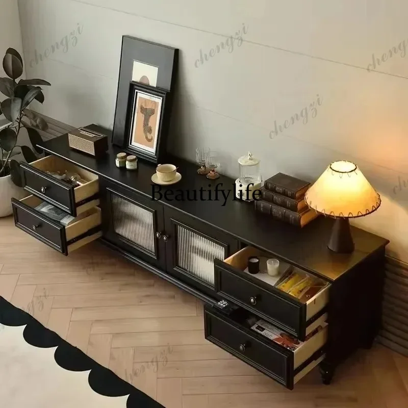 E136 Solid Wood Normal Tv Stand Alone Drawers Extended Minimalist White Tv Stands Modern Designer Mesa Para Televisor Furniture
