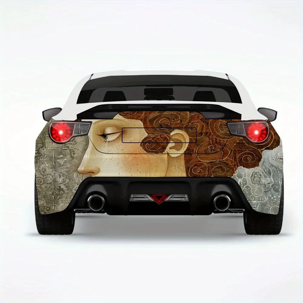 

Elegant Lady Profile Art Car StickerVinyl Decal for Car Rear, Waterproof Self-Adhesive Vinyl Stickers for Vehicle Tail & Bumper,