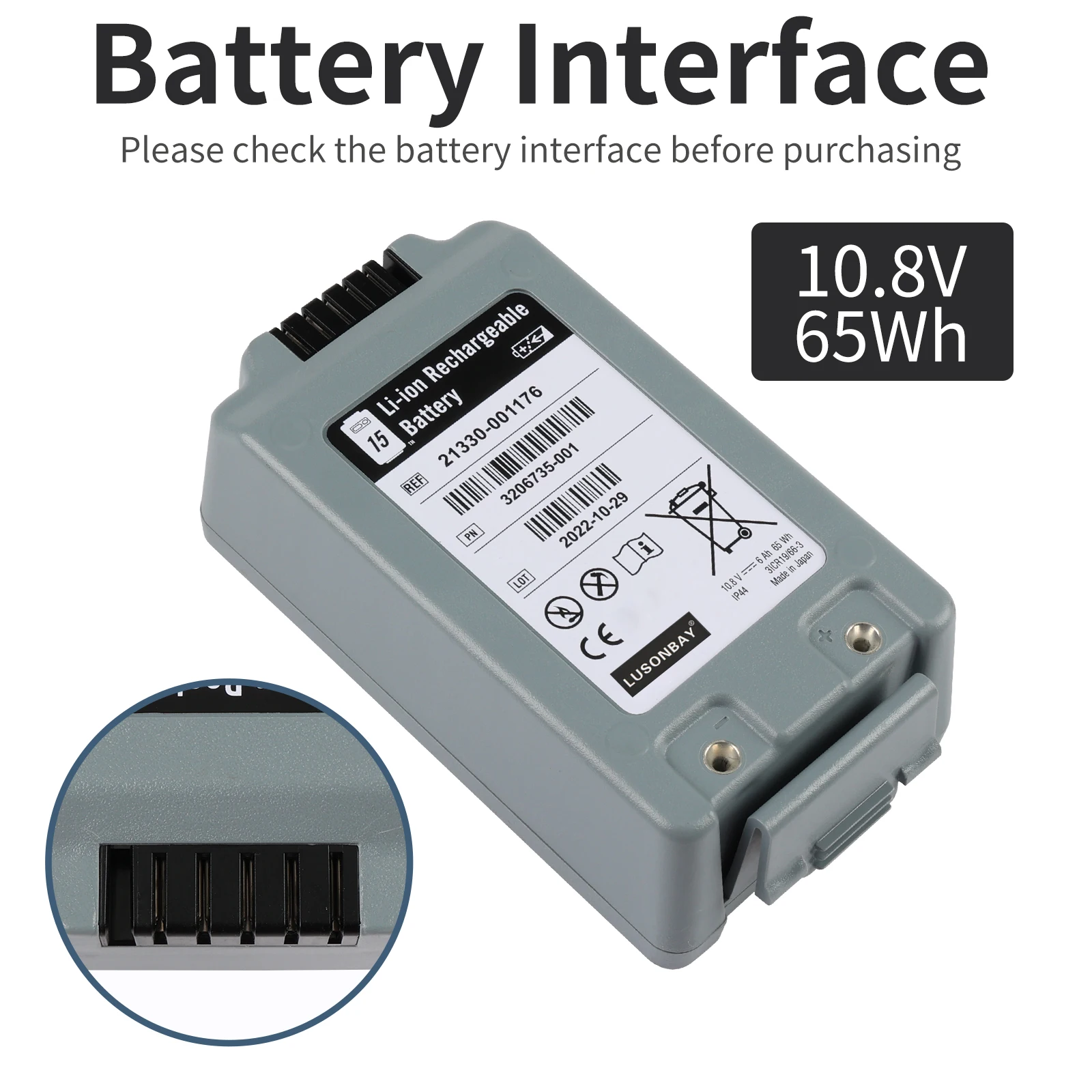 21330-001176 Rechargeable Battery for Medtronic Physio-Control Lifepak 15 Defibrillator 21330-001176 3206735-001 42172105 65WH