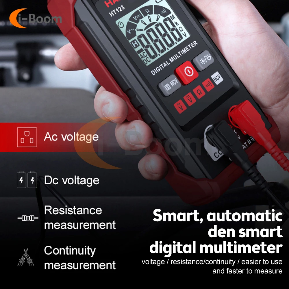 HT123 Smart Digital Multimeter AC/DC Voltage Resistance Continuity Measurement Tester Electrical NCV Multimeter with Backlight