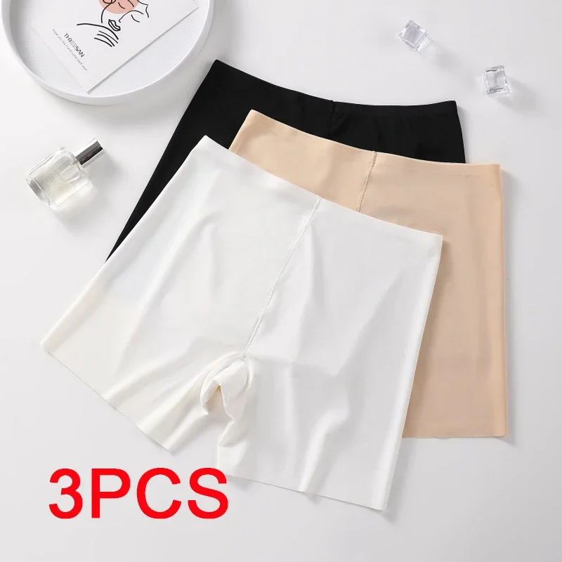 

3PCS Women Underwear Slimming Shorts Seamless High Waist Shaper Panties Underware Safety Short Pants Ice Silk Women's Protective