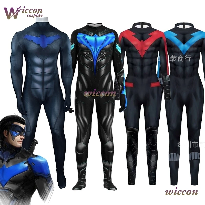 

Комикс/подросток игра Titans Nightwingg Onsie супергерой Грейсон косплей комбинезон костюм Хэллоуин униформа ролевая игра взрослые дети Zent