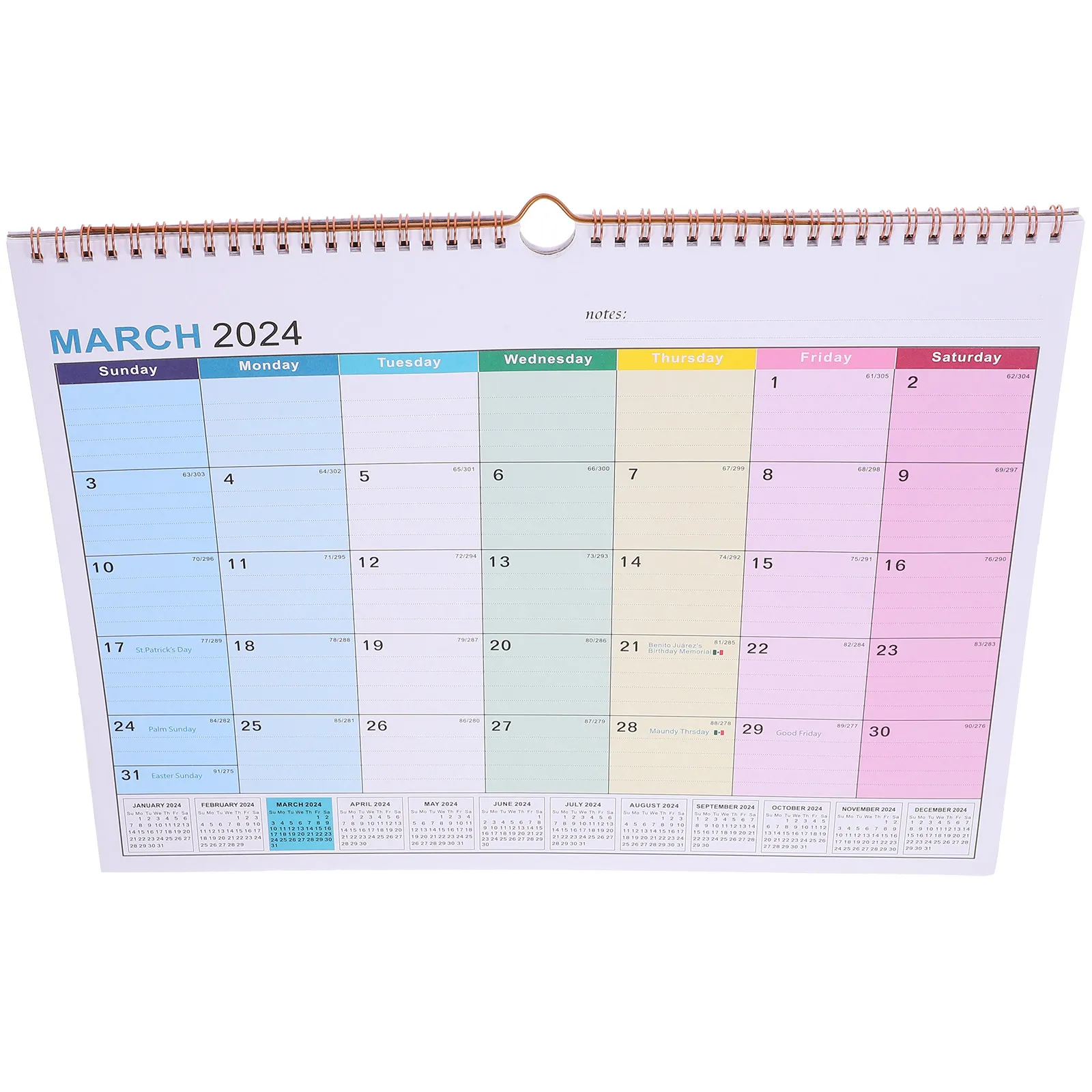 2024-2025 English Monthly Wall Calendar Hanging Large Sturdy Holiday Appointment Daily Use Family Home Office Calendar