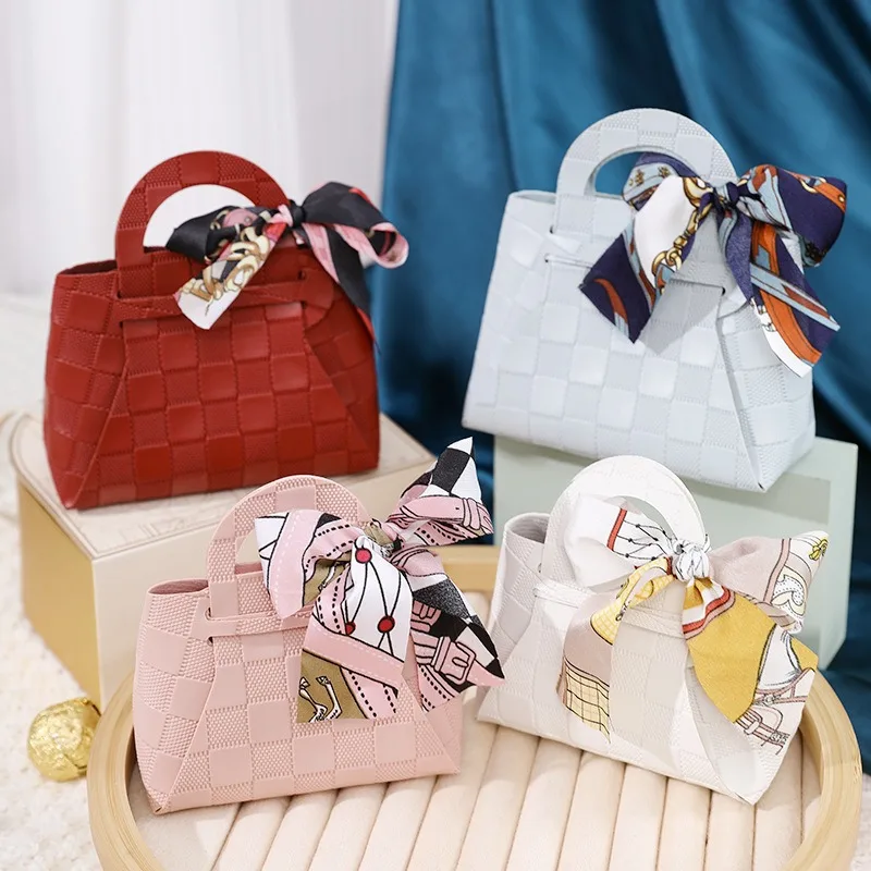 10pcs Distribute Leather Pink Gift Bags Wedding Favour Bag for Guest Mini Handbag with Ribbon Candy Packaging Box 2025 New - view 6