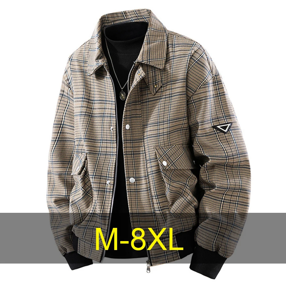 

Винтажная клетчатая куртка мужская 8XL плюс размер куртка пальто мужское весенне-осеннее пальто модная повседневная верхняя одежда на открытом воздухе