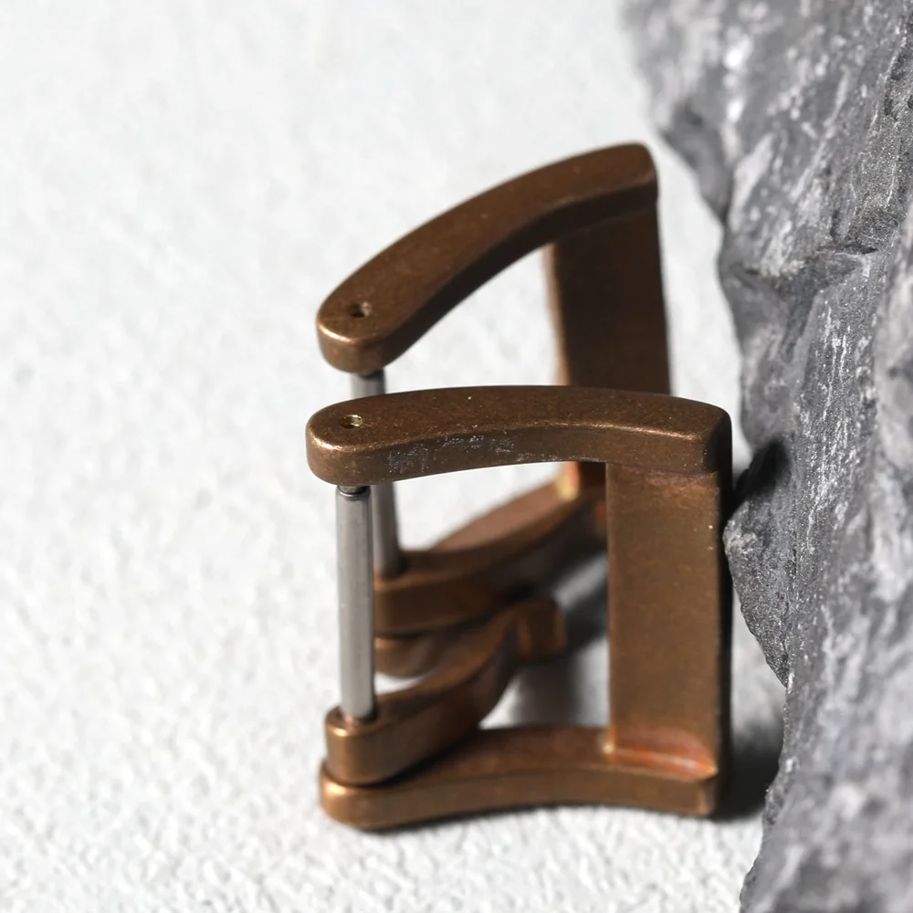 High-end Bronze Buckle 18MM 20MM Vintage Leather Rubber Strap Buckle, Pure Bronze, Vintage Style Strap Buckle Accessories view 5