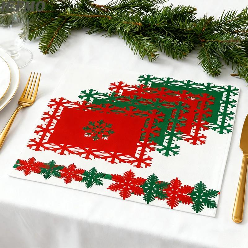 Weihnachts-Tischsets aus Filz, 12er-Set, Feiertags-Tischsets für Esszimmerdekoration, Weihnachts-Dinner-Party, rutschfeste Untersetzer, Wohnaccessoires