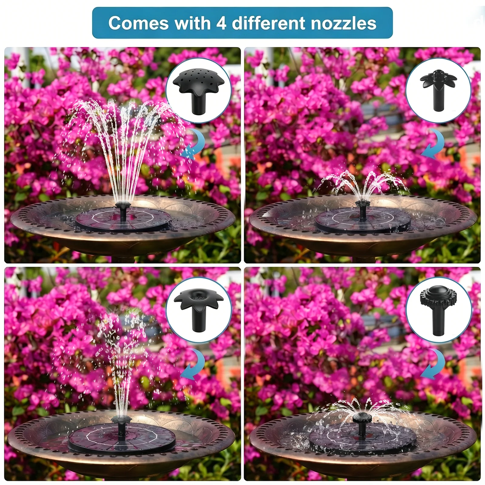 Solar Fountain, Pool Decoration Outdoor, Pool Accessories, Free Standing Solar Panel Kit Water Fountain for Garden, Garden Decor