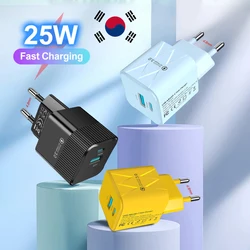 USB PD 25W Fast Phone Charger USB Quick Charging QC3.0 Type C Wall Charger Adapter For iPhone Xiaomi Huawei Samsung KR Plug