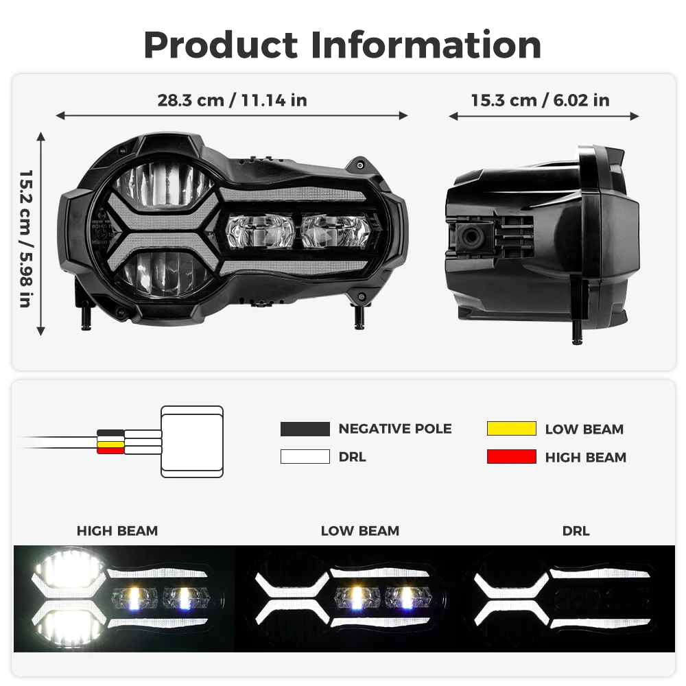 New 2013-2018 R1200GS Motorcycle LED Front Headlights Assembly for BMW R1200GS R 1200GS 1200 ADV Adventure Headlamp Lights