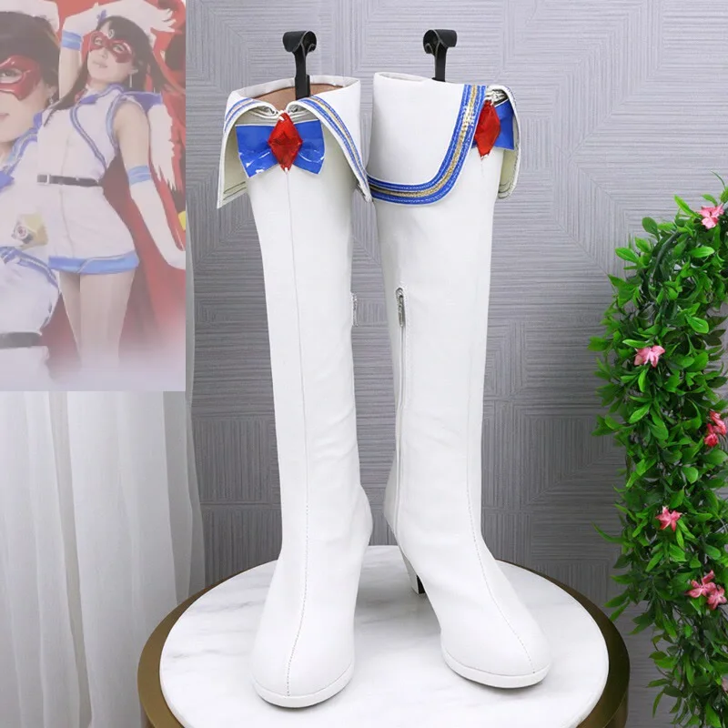 Giga Lady Sailor Kamen Rider Moon Cosplay Shoes Fontaine Girls Woman Halloween Carnival Party PU Leather Boots Custom Made