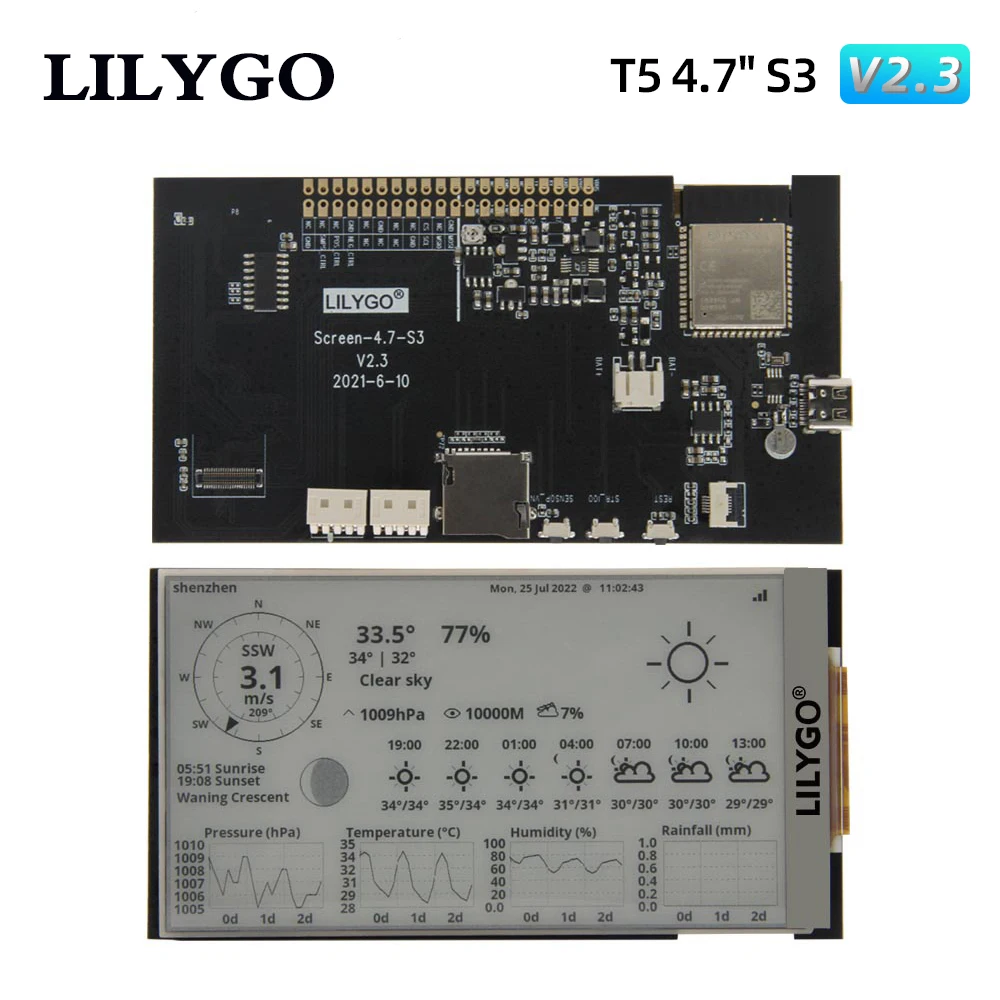 

LILYGO T5 4.7 Inch E-paper V2.3 ESP32-S3 Development Driver Board Display Module Support TF Arduino Compatible Raspberry Pi