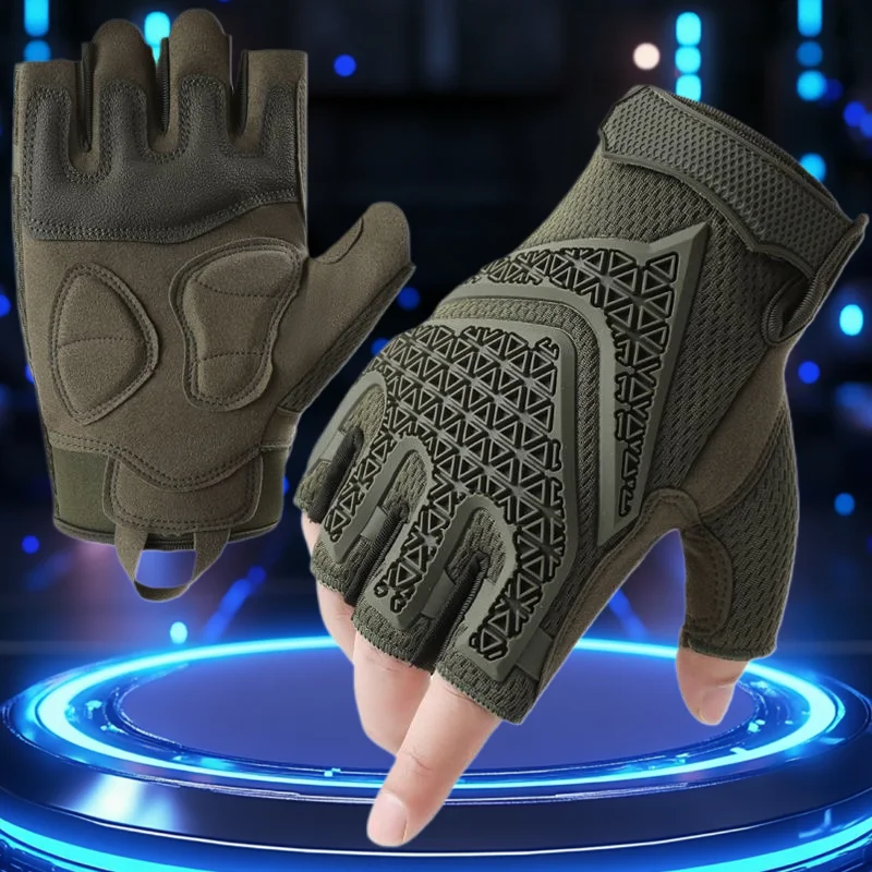 

Tactical gloves for outdoor sports training, anti slip, semi finger climbing, off-road, wear-resistant, shock-absorbing, combat,