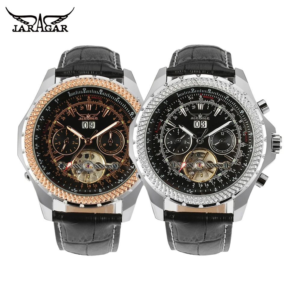 

JARAGAR 51 мм автоматические механические часы с турбийоном для мужчин, многофункциональные, дисплей недели и месяца, водонепроницаемость 3 атм, роскошный стиль