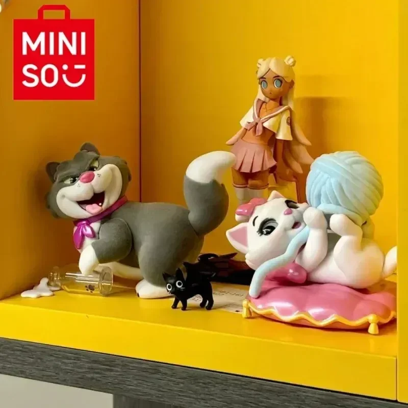 Miniso Disney Lucifer Marie Cat Blind Box Kawaii Figure Anime Mysterious Surprise Box Fluffy Cat Guess Bag Toy Xmas Gift Decor