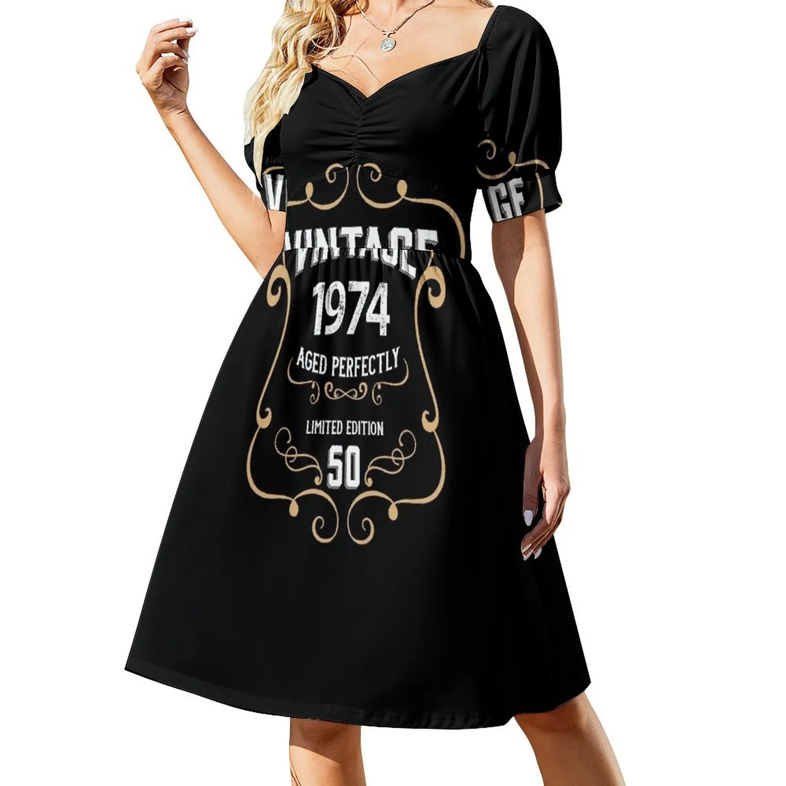 

50th Birthday Vintage 1974 Aged Perfectly Gift Short Sleeved Dress beach dresses luxury woman evening dress Dress