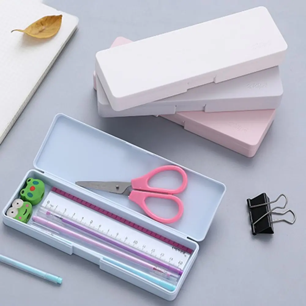 Kawaii Transparent Frosted Pencil Case PP Plastic Non-toxic Stationery Storage Box Multi-functional Simple Pen Box Students