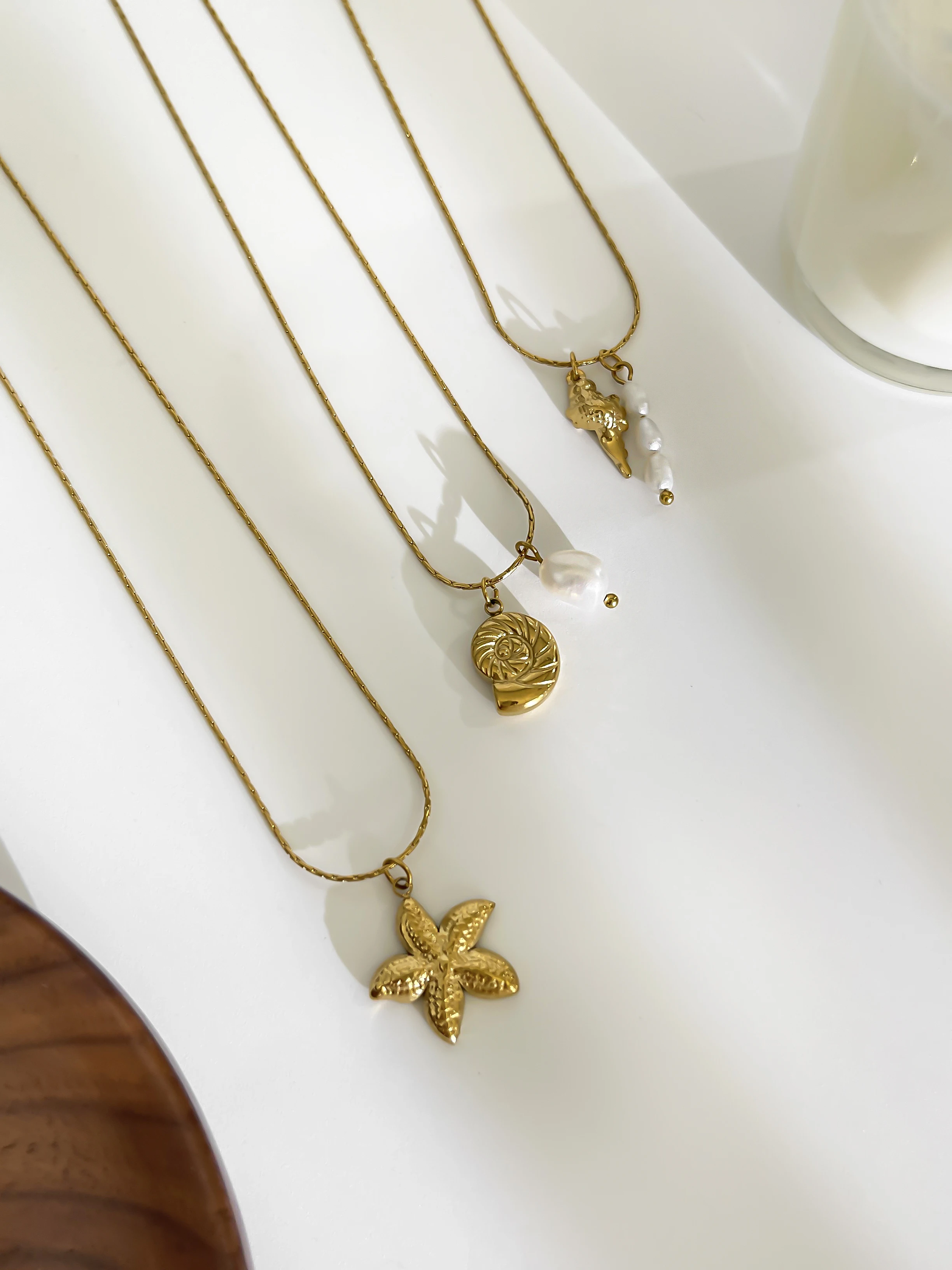 Peri\'sbox Waterproof Beach Party Holiday Jewelry Natural Freshwater Pearl Conch Starfish Pendant Necklace Women Trendy Accessory