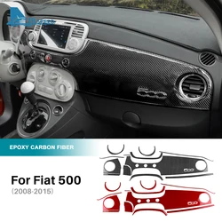 Real Soft Carbon Fiber Sticker For Fiat 500 2008 2009 2010 2011 2012 2013 2014 2015 RHD LHD Car Central Control Trim Accessories