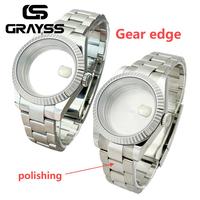 For Oyster Bracelet Strap DATEJUST 36/39MM Watch Case Fit NH34 NH35 NH36 Movement Sapphire Gear Edge 200m Waterproof Watch parth