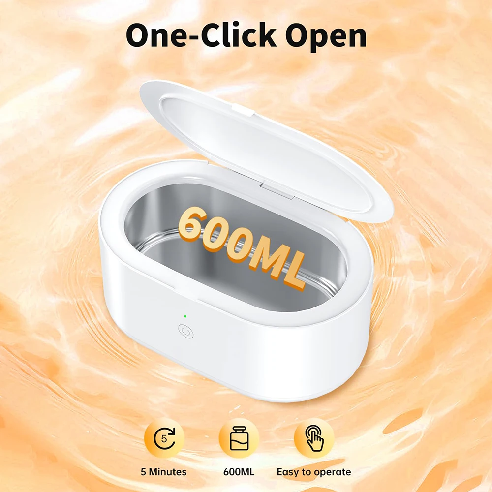 KUNPHY New 600ML Ultrasonic Household Cleaning Machine 46KHz for Glasses Jewelry Denture Mouth Deep Clean Dental Tool Appliances