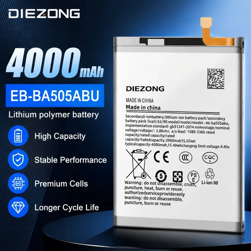 Nouvelle batterie de téléphone 2026 pour Samsung A50/A30/A20/M10S/M107 EB-BA505ABU – Haute qualité, autonomie prolongée