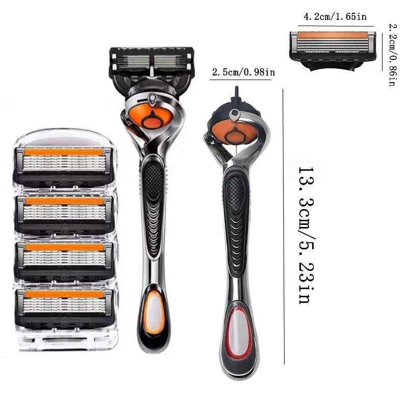 5 layer Manual Razor for Men – Ultra-Thin Sharp Blades for Smooth Shaving, Classic Retro Design, Durable & Gentle on Skin