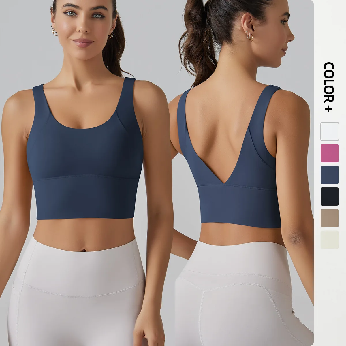 V-shaped beautiful back cloud-feeling one-cup sports bra tight-fitting high-elastic running fitness V-shaped  SPORTS yoga  wear