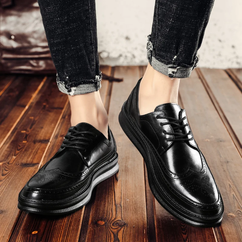 Men Derby Shoes White Dress Men Business Patent Leather Men Shoes Party Flat Shoes Classic Formal  Fashion Leather Shoes Leisure