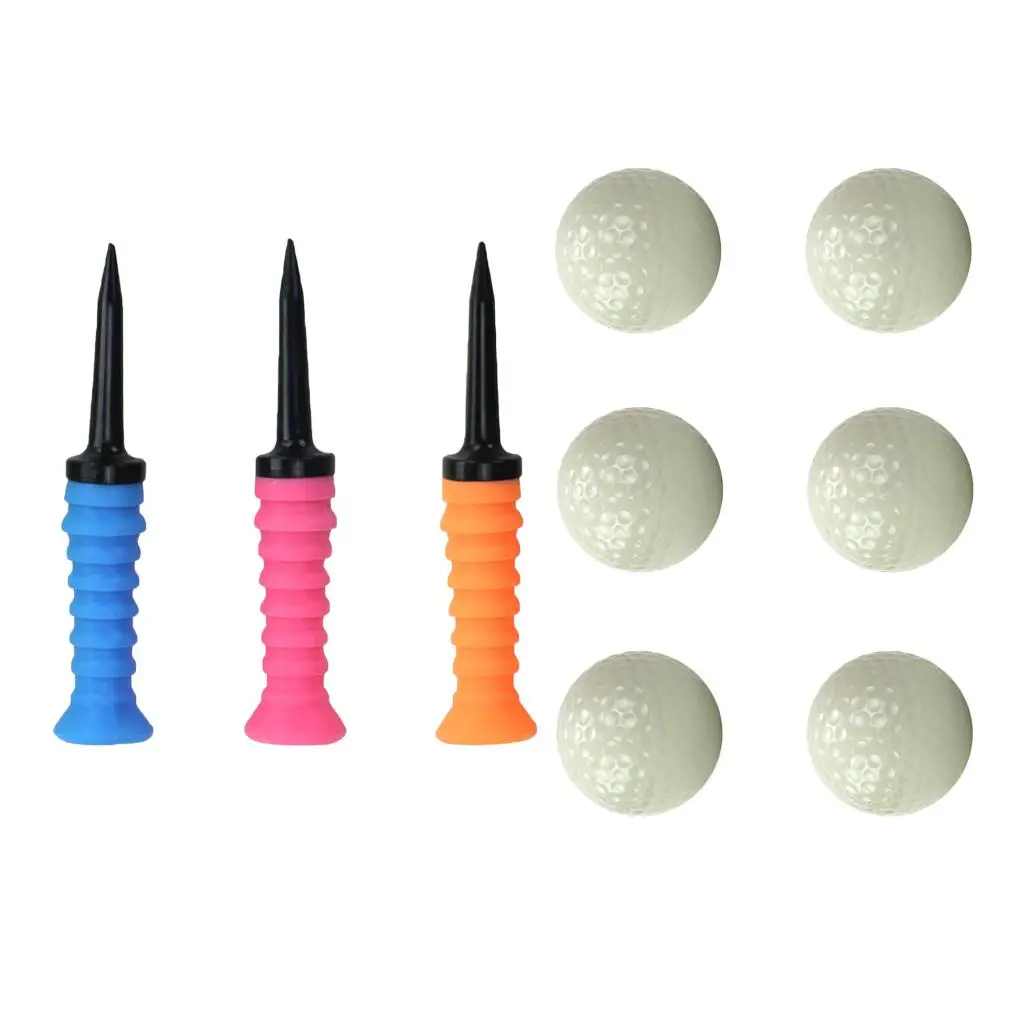 6 Pieces Golf Balls Luminous Golf Club Balls with 3 Pieces golf professional tees Durable