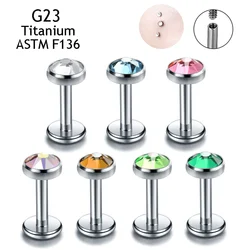Fashion ASTM F136 Titanium Nose Piercing 5A Zircon Stones Earrings Internal thread Labret Lip Studs Ear Cartilage Tragus Jewelry