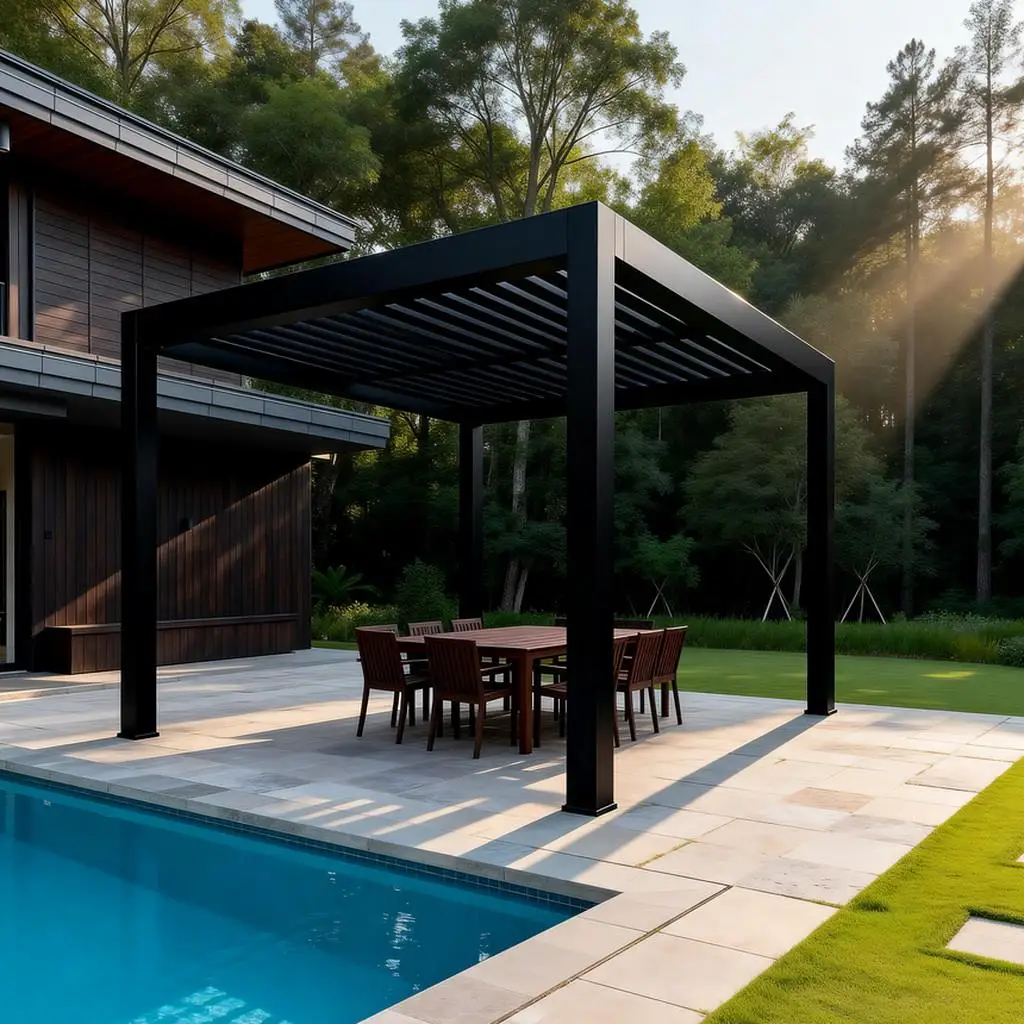 Premium Luxurious Aluminum Pergola Outdoor Gazebo Equipped LED Lights Adjustable Blinds For Private Garden Backyard Patio Yard