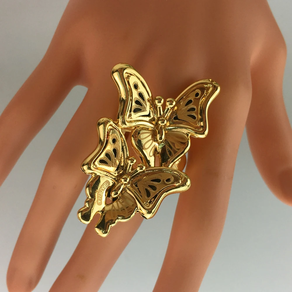 

Latest Big Ring Fashion Butterfuly Brazilian Rings for Woman Party Ring FHK19213