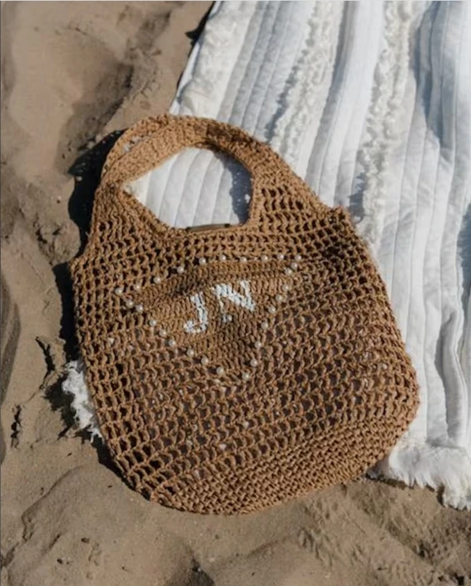 Personalized Raffia Beach Tote Beach bag Straw Beach Bag Personalized Custom Initial Woven Tote Personalized Gift