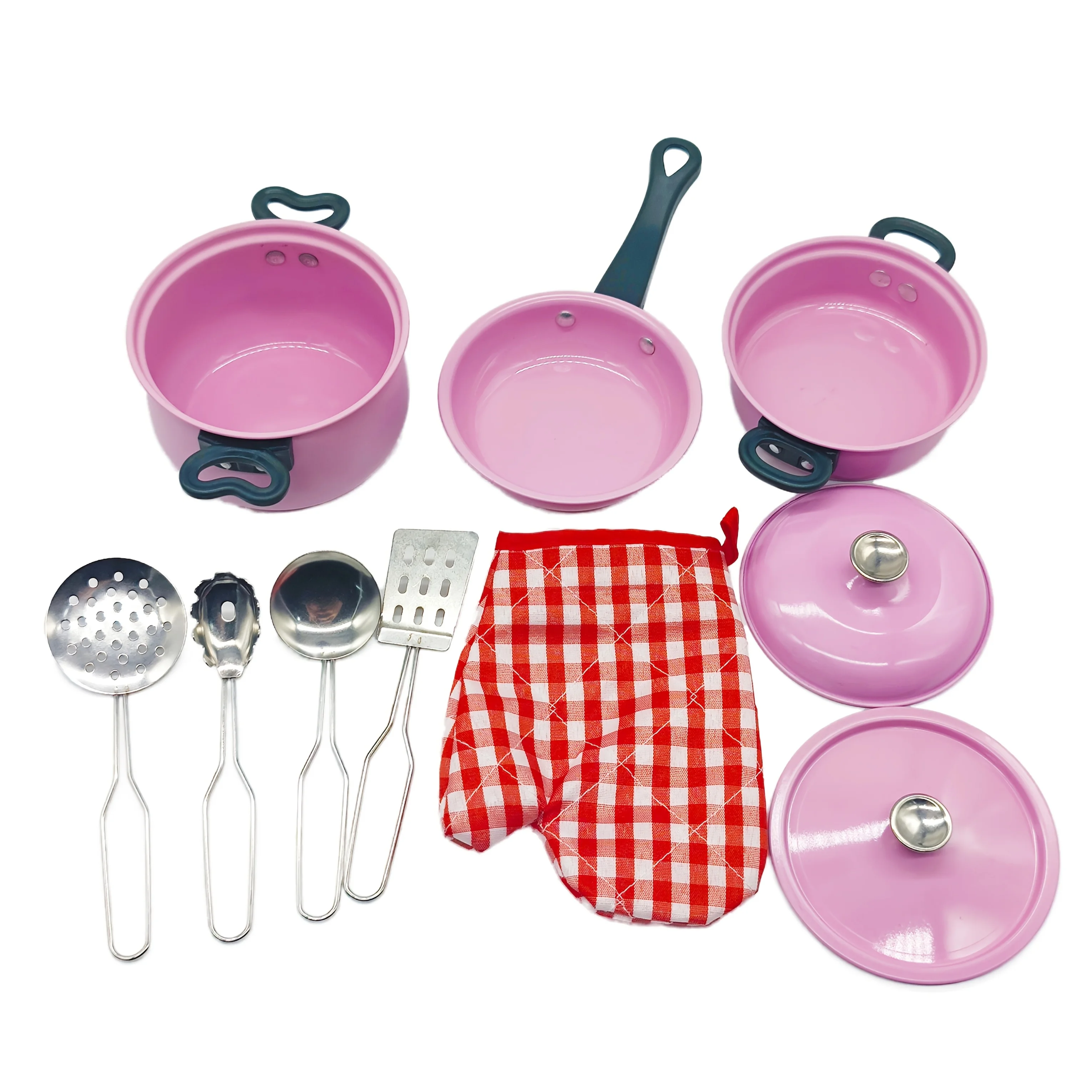 Kleurrijke roestvrijstalen fantasiespel kookset kinderkeuken en voedsel speelgoed servies voor meisjes