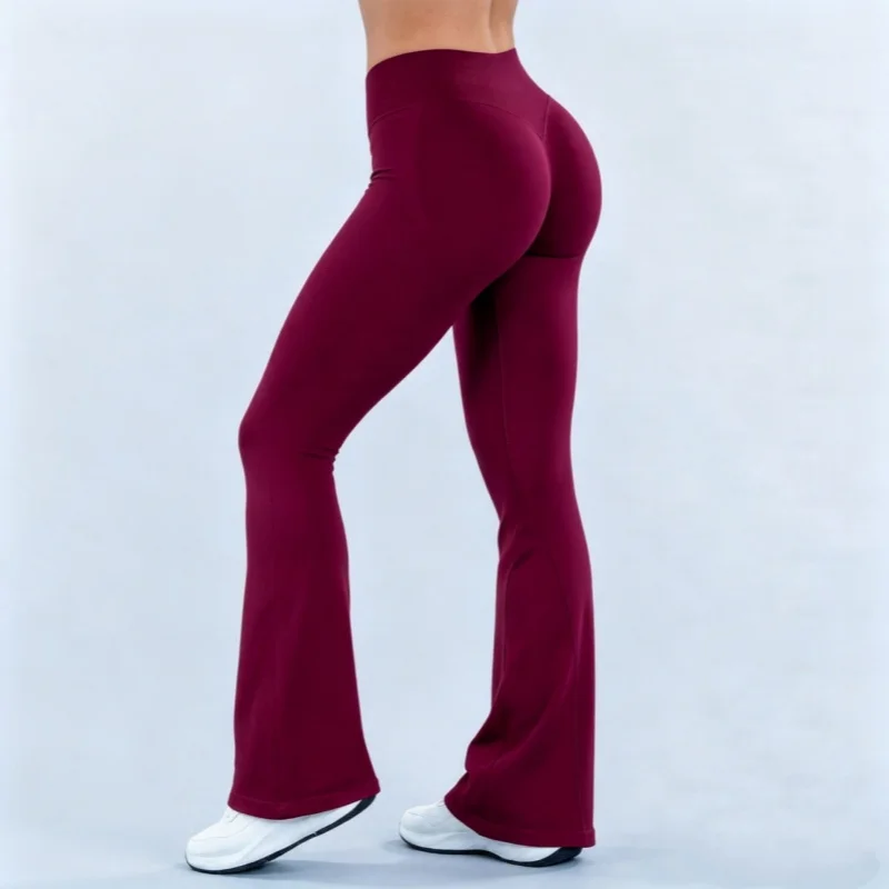 HISTELLO Yoga Flare Pants Women Seamless Scrunch Butt Lift Tummy Control Bootcut Pants Gym Running Sports Workout Leggings